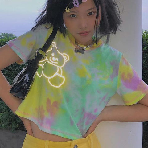 Reflective Tie Dye Crop Top