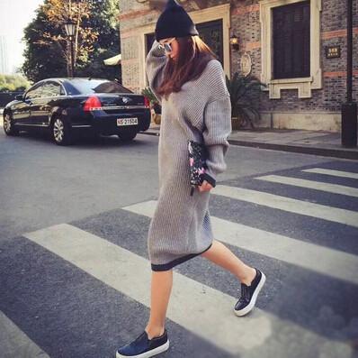 Ankle length sweater dress fashion