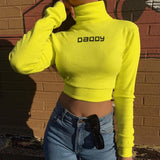 "Daddy" Cropped Turtleneck Sweater