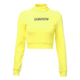 "Daddy" Cropped Turtleneck Sweater