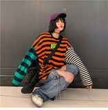 Patchwork Striped Long Sleeve Tee