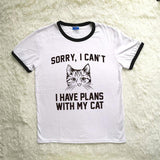 "Sorry I Cant I Have Plans with My Cat" Ringer Tee