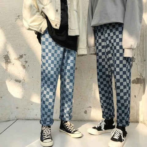 Vintage Faded Checker Jeans