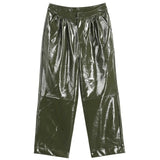 Army Green Leather Pants