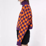 Checkerboard Turtleneck Sweater