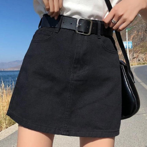 Vintage High Waist Denim Skirt