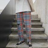 Distressed Plaid Trousers