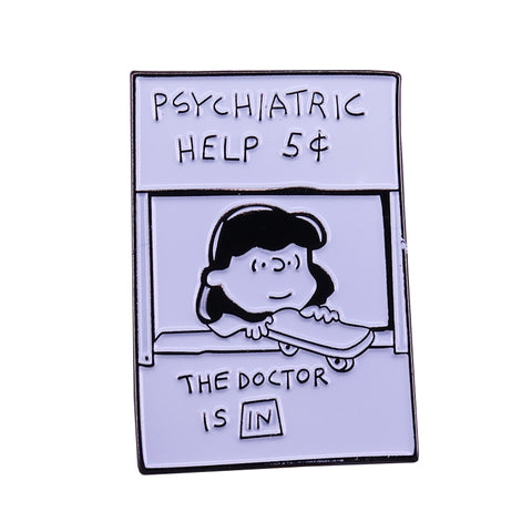 Psychiatric Help Charlie Brown Pin