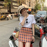 High Waisted Plaid Mini Skirt
