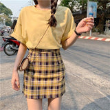 High Waisted Plaid Mini Skirt