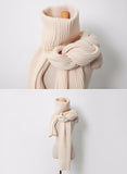 Extra Long High Collar Wool Cape Scarf