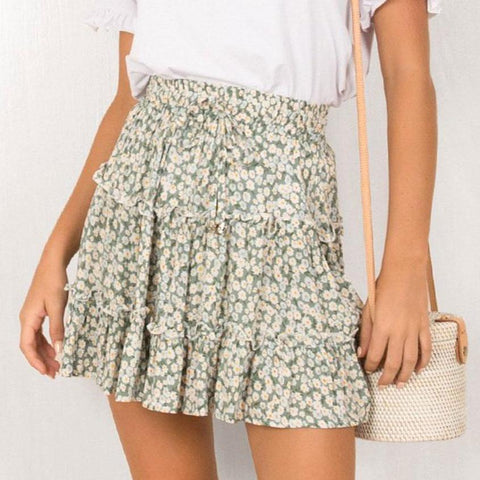 Ruffled Floral Mini Skirt