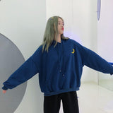 Crescent Moon Embroidered Hoodie