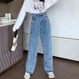 MINNIE MOUSE EMBROIDERED HIGH WAISTED JEANS