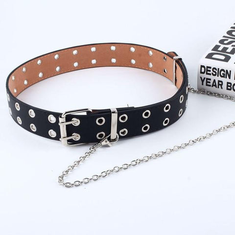 Vegan Leather Belt With Chain