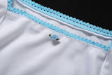 Baby Blue Flower Square Collar Cropped Top