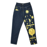 Sun Moon Stars High Waisted Jeans