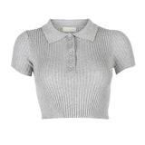 Ribbed Cropped Polo
