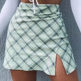 High Waisted Cut Mini Skirt