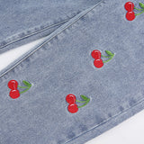 Cherry Embroidered Jeans