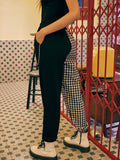 High Waisted Gingham Split Trousers