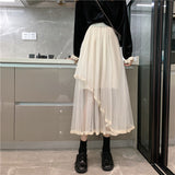 2 Layer High Waist Midi Skirt