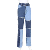 Frayed Patched Jeans