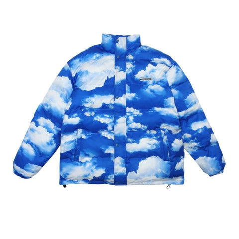 Blue Sky And Clouds puffer Coat