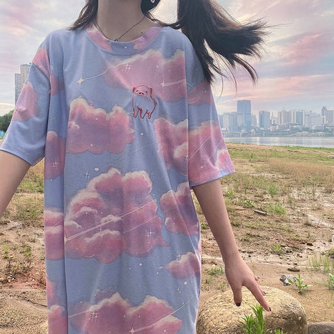 Oversized Neon Clouds Tee