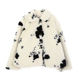 Turn Down Collar Speckled Fur Coat