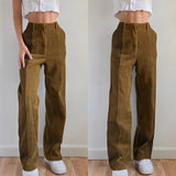 Patched Corduroy High Waisted Pants