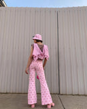 Pink Hearts Bell Bottom Trousers