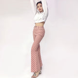 Pink Checkerboard High Waisted Jeans