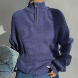 Ribbed Zip Up Knitted Sweater