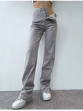 Flared And Split High Waisted Casual Jeans