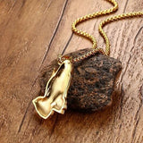 Gold Plated Praying Hands Necklace