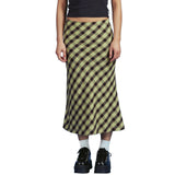 Vintage 90s Plaid High Waist Maxi Skirt