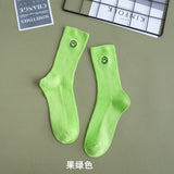 Embroidered Happy Face Socks