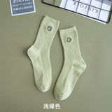 Embroidered Happy Face Socks