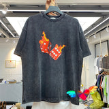 Flaming Dice Distressed Oversized Tee