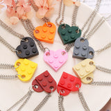 2 Pcs Lego Heart Necklaces