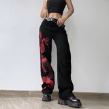 Snake Printed Straight Jeans
