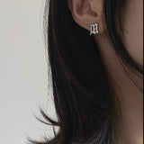 "M" Old English Earrings