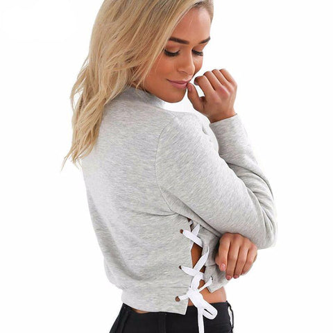 Side Lace Cropped Pullover