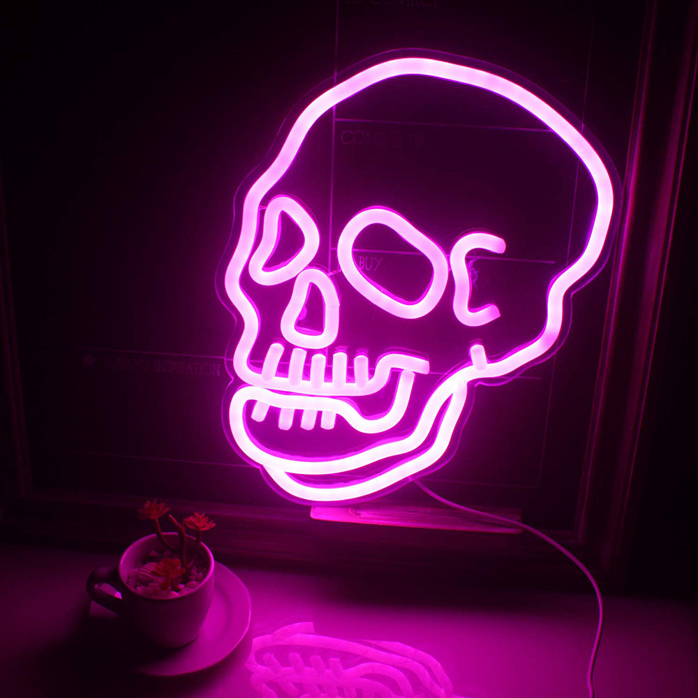 Memento Mori Skull Neon Light – White Market