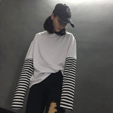 Striped Layered Tee With Extended Sleeves
