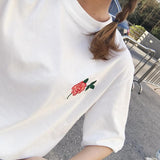 Embroidered Rose Tee