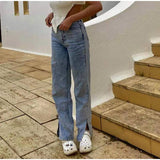 High Waist Side Split Jeans