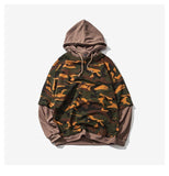 Camouflage Drop Shoulder 2 Layered Hooded Shirt