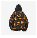 Camouflage Drop Shoulder 2 Layered Hooded Shirt